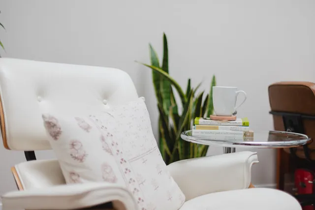 White therapist chair in office in Carlsbad, CA